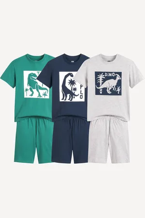 La Redoute Cotton Pyjama Shorts, Pack of 3, Dinosaur Theme