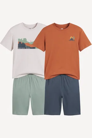 La Redoute Pack of 2 Cotton Short Pyjamas in Cactus and Landscape Print