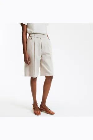 La Redoute Pleated Bermuda Shorts in Linen/Cotton