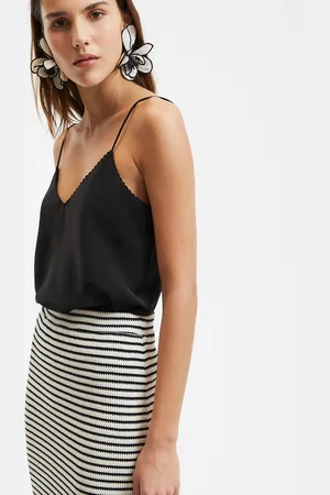 La Redoute Satin V-Neck Vest Top with Shoestring Straps
