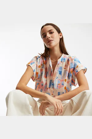 La Redoute Printed Crew Neck Shirt with Short Sleeves