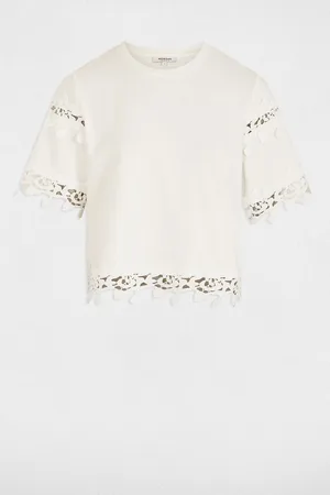 Morgan Short Sleeve T-Shirt with Guipure Detail