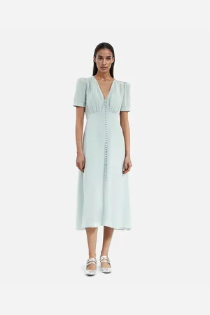The Kooples Long Dress with Short Sleeves and Buttoned Front
