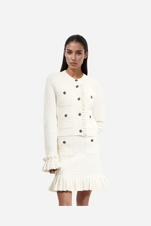 The Kooples Long Sleeve Buttoned Cardigan with Ruffle Detail