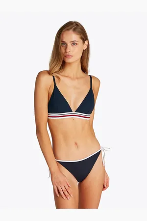 Tommy Hilfiger Triangle Swimming Costume Top TH Global Stripe