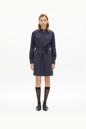 The Kooples Short Shirt Dress with Crew Neck and Long Sleeves