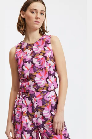 La Redoute Floral Print Sleeveless Top with Tie-Back
