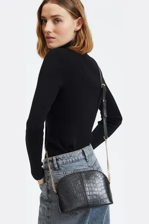 La Redoute Half-Moon Handbag in Mock Croc Leather