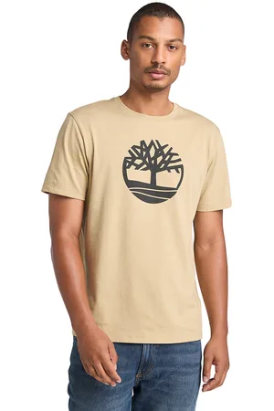 Timberland Logo Print Cotton T-Shirt in Regular Fit with Crew Neck