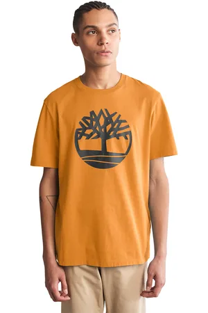 Timberland Logo Print Cotton T-Shirt in Regular Fit with Crew Neck