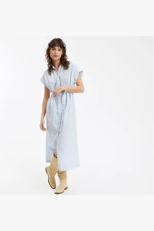 La Redoute Maxi Shirt-Dress in Striped Linen, Short Sleeves