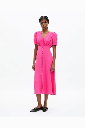The Kooples Long Dress with Short Sleeves and Buttoned Front
