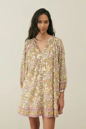 Louise Misha Janice Full Mini Dress with Embroidery and Long Sleeves