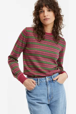 La Redoute Striped Crew Neck Jumper, in Fine Knit with Sparkly Thread