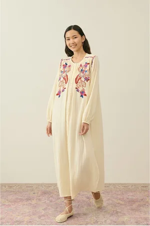 Louise Misha Djinalia Embroidered Maxi Dress with Long Sleeves