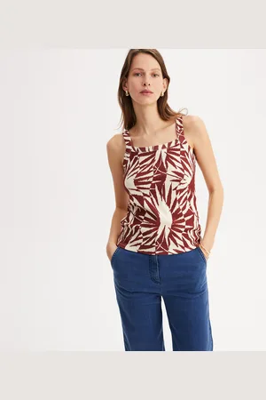 ANNE WEYBURN Graphic Print Vest Top with Square Neck