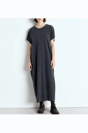 American Vintage Maxi T-Shirt Dress with Crew Neck and Short Sleeves, Fazy