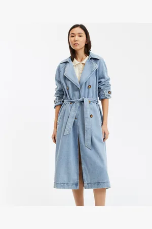 La Redoute Soft Denim Trench Coat with Button Fastening