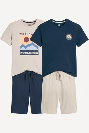La Redoute Cotton Pyjama Shorts, Mountain Print, Set of 2