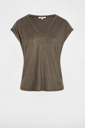 Morgan Short Sleeve T-Shirt with Rhinestone On The Shoulders