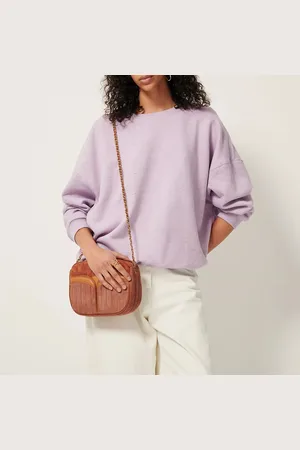 Sessun Divine Suede Zipped Bag in Leather with Chain Shoulder Strap