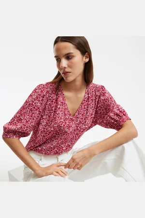 La Redoute Floral V-Neck Blouse with Elbow-Length Sleeves