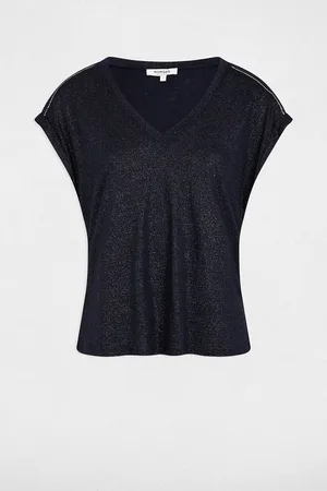 Morgan Short Sleeve T-Shirt with Rhinestone On The Shoulders
