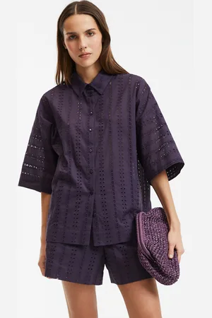 La Redoute Broderie Anglaise Oversize Shirt with Elbow-Length Sleeves