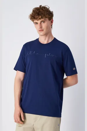Champion Cotton Crew Neck T-Shirt with Embroidered Logo and Short Sleeves