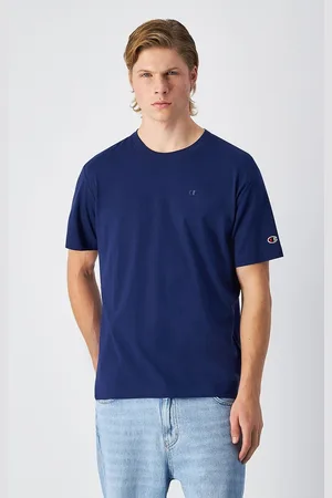 Champion Cotton Crew Neck T-Shirt with Embroidered Logo and Short Sleeves