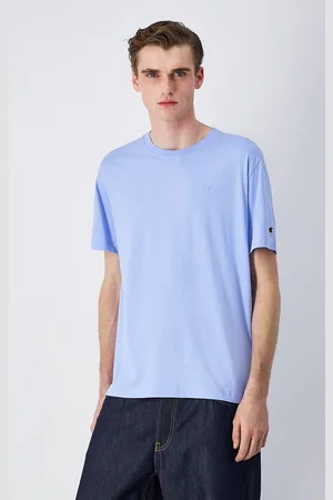 Champion Cotton Crew Neck T-Shirt with Embroidered Logo and Short Sleeves