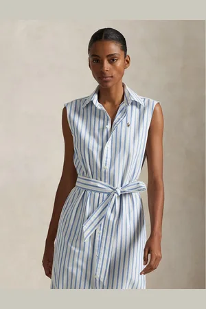 Ralph Lauren Sleeveless Midi Shirt Dress in Striped Print