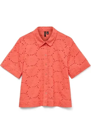VERO MODA English Embroidery Blouse with Short Sleeves