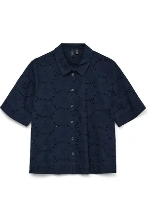 VERO MODA English Embroidery Blouse with Short Sleeves