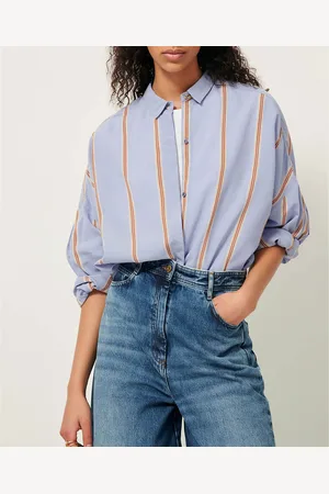 Sessun Celona Striped Oversized Shirt with Shoulder Pleats