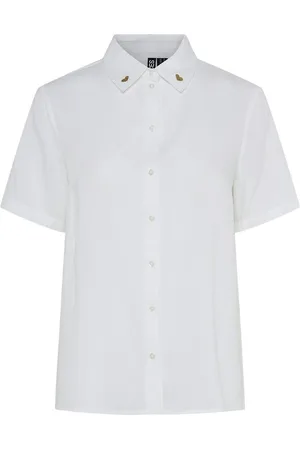 Pieces® Short Sleeve Blouse with Heart Embroidery