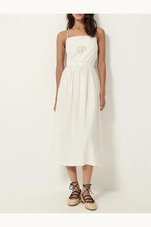 Sessun Riverini Embroidered Midi Dress with Shoestring Straps