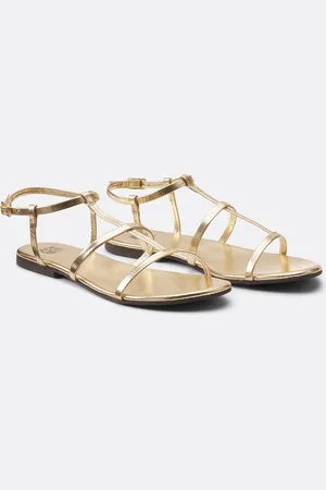 La Redoute Metallic Leather Flat Sandals