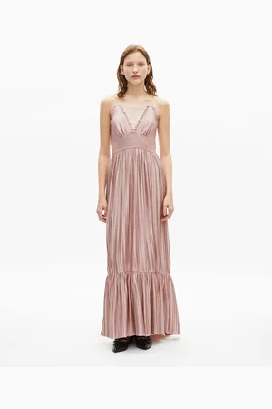 The Kooples Flared V-Neck Maxi Dress with Shoestring Straps