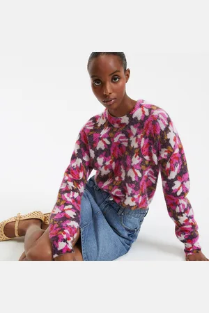 La Redoute Crew Neck Jumper in Alpaca Blend, Floral Print