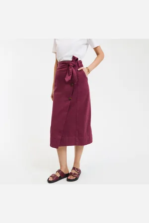 La Redoute Wrapover Midi Skirt in Cotton Twill