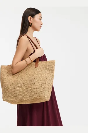 La Redoute Shopping Bag in Raffia with Leather Handles