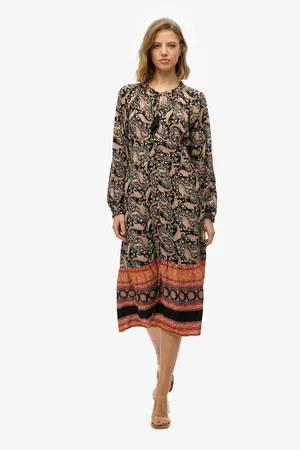 Superdry Printed Mid-Length Dress with Long Sleeves