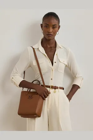Ralph Lauren Cameryn Small Leather Tote Bag with Shoulder Strap