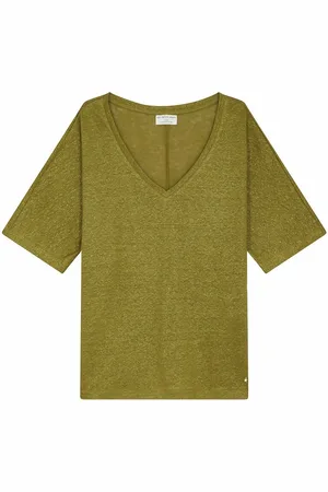 Des Petits Hauts Hanina Linen T-Shirt with V-Neck and Short Sleeves