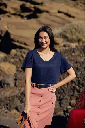 La Petite Etoile V-Neck T-Shirt in Linen and Viscose, THANA