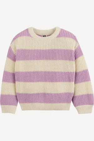 La Redoute Striped Chunky Knit Jumper with Crew Neck