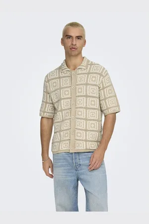 Only & Sons Printed Oversize Knitted Shirt with Short Sleeves