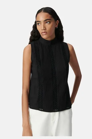 IKKS Sleeveless Pleated Blouse with High Neck