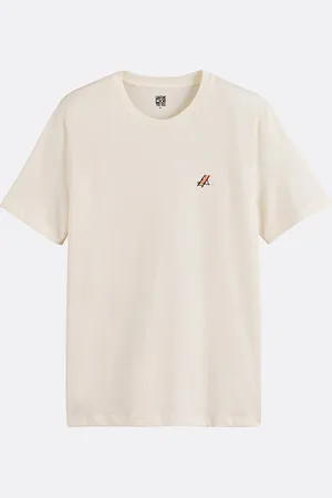 La Redoute Embroidered Crew Neck T-Shirt with Short Sleeves